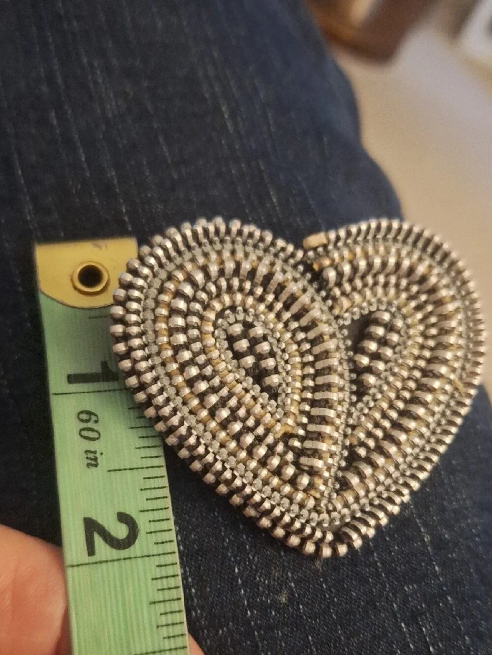 Silver Heart-Shaped Metal Beaded Brooch - 2